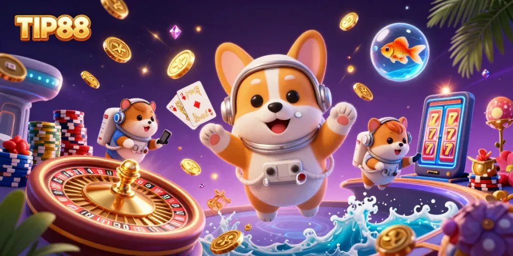 Experience thrilling gaming moments at TIP88 with vibrant characters and engaging casino elements.