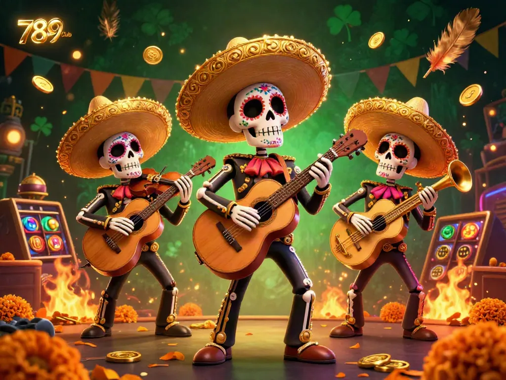 Engage with vibrant casino fun at 789Club featuring a lively mariachi band in a dynamic 3D scene.