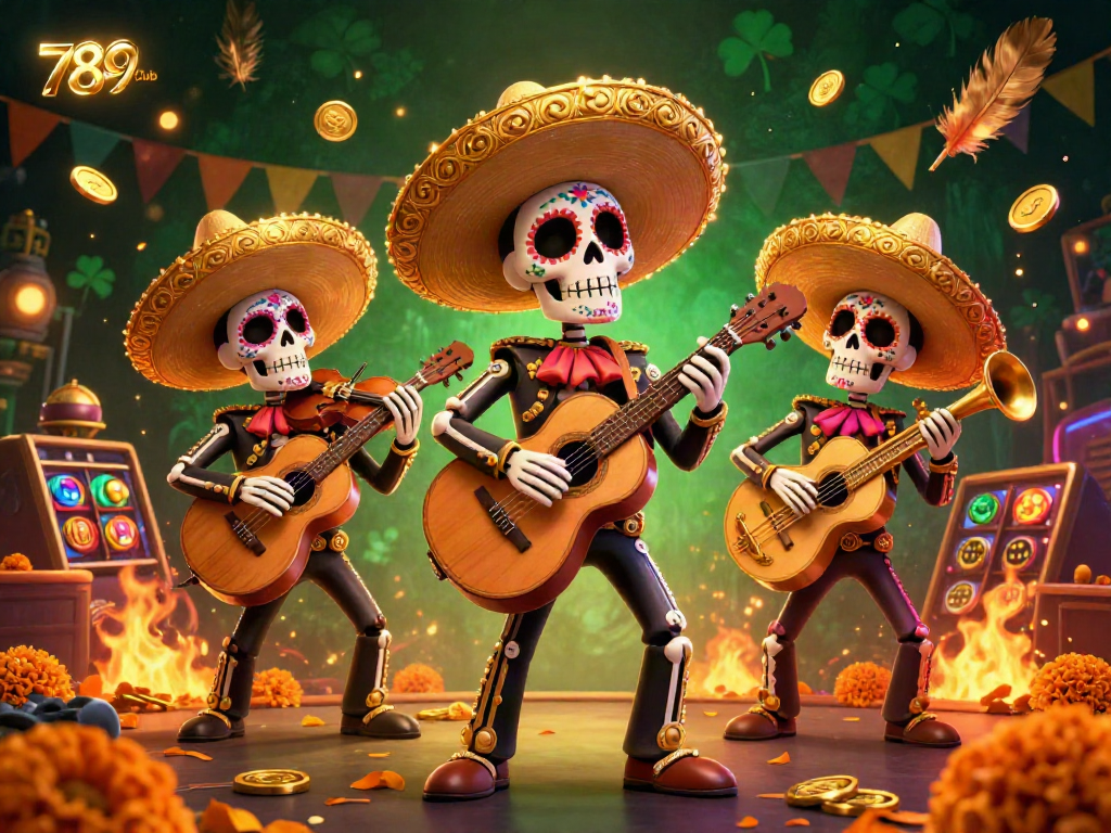 Engage with vibrant casino fun at 789Club featuring a lively mariachi band in a dynamic 3D scene.