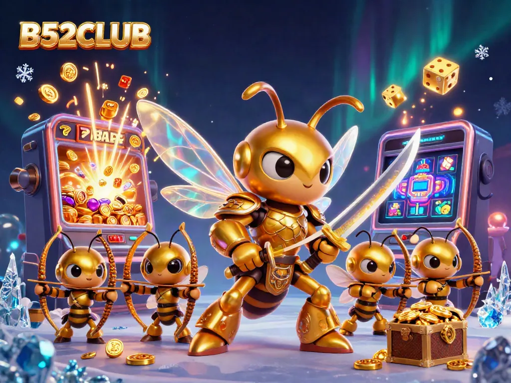 Experience thrilling gameplay at B52CLUB with a majestic golden hornet and exciting jackpot elements.