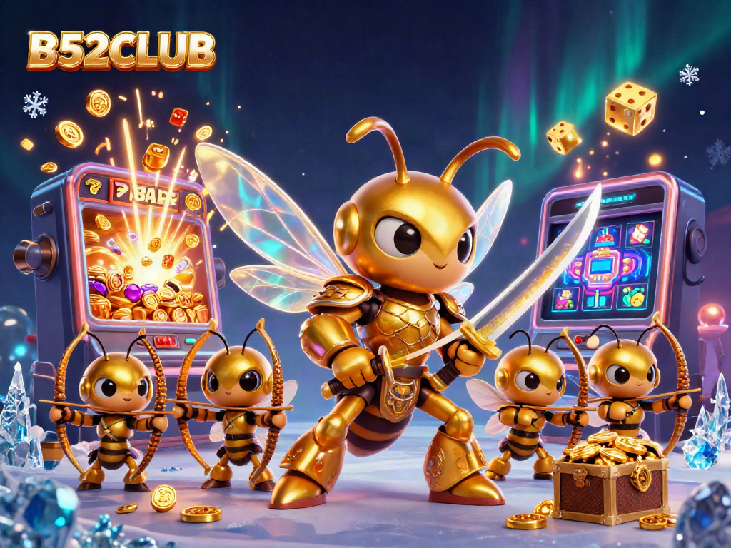 Experience thrilling gameplay at B52CLUB with a majestic golden hornet and exciting jackpot elements.